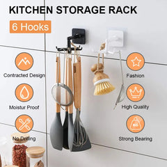 360° Rotating Kitchen Hook – No-Drill Self-Adhesive Kitchen Organizer & Multipurpose Hook 2 PAIRS