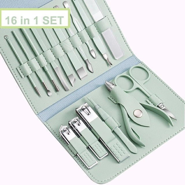 Manicure and Pedicure Tools Kit Professional to Use at Home and in Salons.